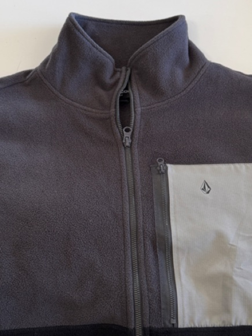 Volcom Dark Gray Fleece Zip Jacket with Light Gray Chest Pocket